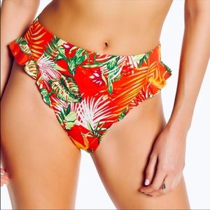 Dolce Vita high waist tropical ruffle bikini bottoms NWT